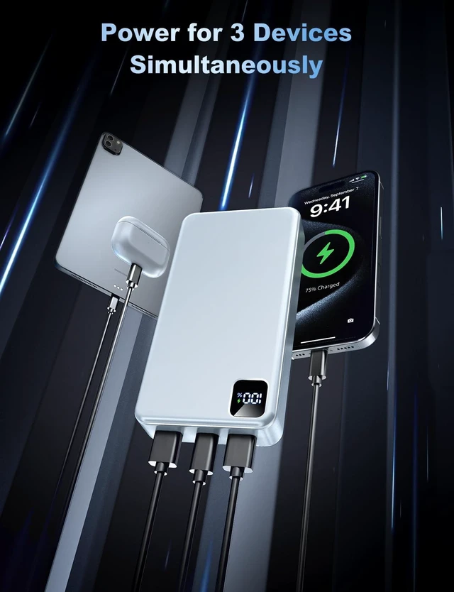 Alt view image 3 of 7 - Charger 56800mAh, 22.5W Fast Charging Power Bank with LED Display | Portable Phone Charger for Camping Travel Essential Compatible with iPhone 17/16/15/14/13 Series, Samsung, Google, iPad-White