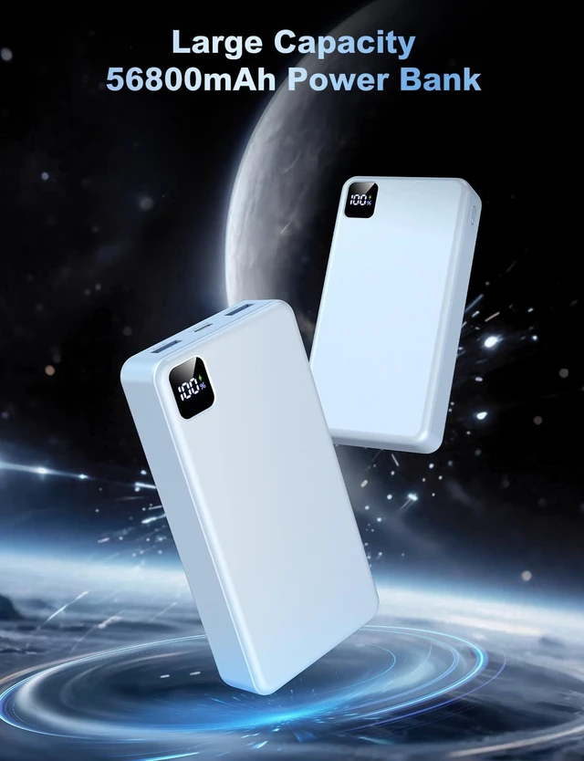 Alt view image 4 of 7 - Charger 56800mAh, 22.5W Fast Charging Power Bank with LED Display | Portable Phone Charger for Camping Travel Essential Compatible with iPhone 17/16/15/14/13 Series, Samsung, Google, iPad-White