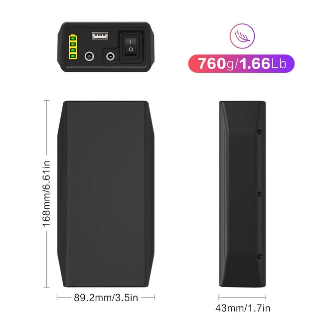 Alt view image 5 of 6 - Talentcell 76.8Wh Portable Power Bank LF4100, 12.8V 6000mAh Multi Voltage Power Supply, DC 12V/9V & 5V USB Output for LED Strip, CCTV Camera, Mobile Devices