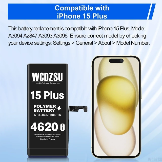 Alt view image 2 of 7 - WCDZSU Battery Replacement for iPhone 15 3520mAh No Pop-up Unknown Part Warning High Capacity New 0 Cycle for iPhone 15 with Complete Fix Tools Kit Model A3090 A2846 A3089 A3092