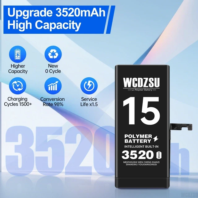 Alt view image 5 of 7 - WCDZSU Battery Replacement for iPhone 15 3520mAh No Pop-up Unknown Part Warning High Capacity New 0 Cycle for iPhone 15 with Complete Fix Tools Kit Model A3090 A2846 A3089 A3092