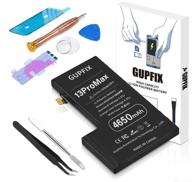 Main image of GUPFIX Battery for iPhone 13Pro Max No Pop-up Unknown Part Warning | No Unknown Part Info Real Capacity 4650mAh Long Last Time Wireless Charging Support Durable Tool For DIY Phone Repair Shop