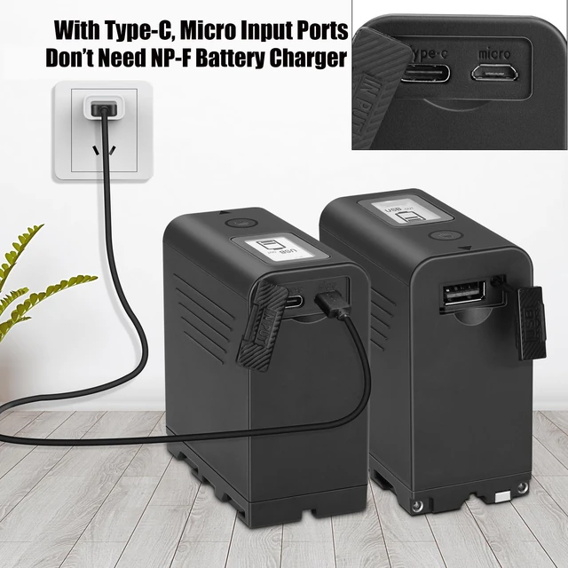 Alt view image 4 of 7 - JYJZPB 2 Pack NP-F970 Battery Compatible with Sony Handycams 8800mAh | for Sony NPF970 NP-F960 NP-F950 NP-F930 NP-F550 NP-F530 NP-F570 with USB Output LCD Display