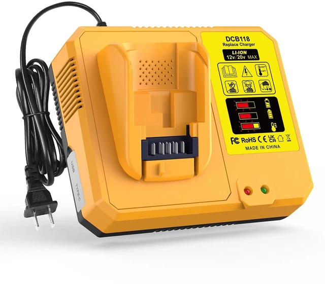 Main image of DCB118 Replacement for Dewalt Battery Charger, Fast Charger with USB Compatible with Dewalt 20V 60V max Battery