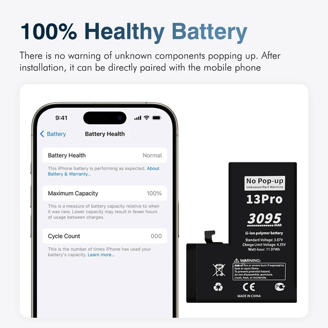 Alt view image 7 of 7 - LeeCrynoid for iPhone 13 Pro Diagnostic Battery No Unknown Part Warning | Fits A2638 A2483 A2636 A2639 A2640,full toolkit included,0 cycle Battery,Truthfully Rated 3095mAh