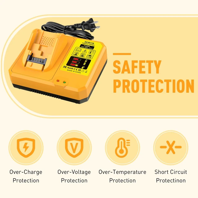 Alt view image 3 of 7 - DCB118 Replacement for Dewalt Battery Charger, Fast Charger with USB Compatible with Dewalt 20V 60V max Battery