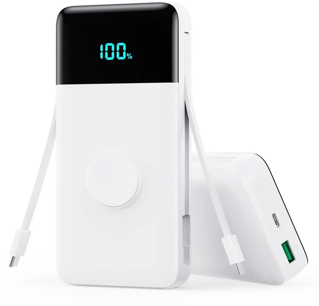 Main image of Portable Charger Power Bank 40800mAh with Built-in Cables,25W Fast Phone Charging Portable Battery Pack,5 Outputs Travel Essentials Outdoor External Battery for iPhone 18 Pro Max/17/16,Galaxy-White