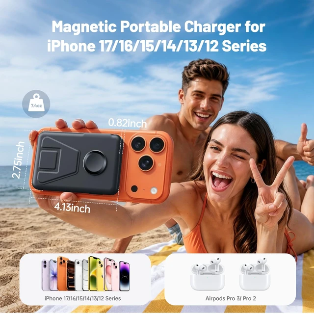 Alt view image 3 of 7 - for Magsafe Power Bank 10000mAh,Wireless Portable Charger for iPhone&iWatch | 20W PD Fast Charging and USB-C Cable LED Display, Travel Essentials Magnetic Battery Pack for iPhone 18-12 Series