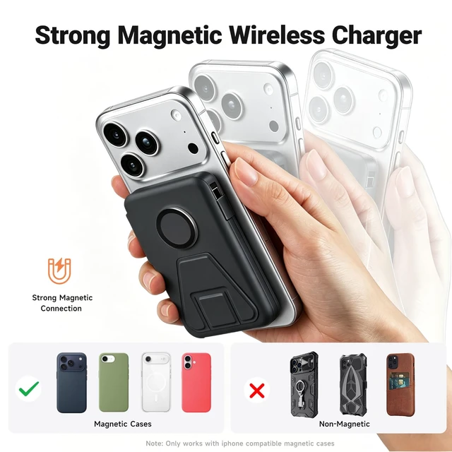 Alt view image 5 of 7 - for Magsafe Power Bank 10000mAh,Wireless Portable Charger for iPhone&iWatch | 20W PD Fast Charging and USB-C Cable LED Display, Travel Essentials Magnetic Battery Pack for iPhone 18-12 Series