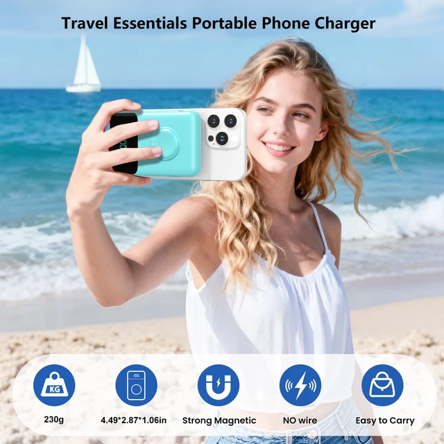 Alt view image 7 of 7 - Portable Charger for iPhone, 10800mAh Power Bank Built-in Cables | Dual-sided Magnetic, 6 Outputs, 25W USB C Fast Charging, Travel Essentials, MagSafe Battery Pack for iPhone 12-18,Apple Watch