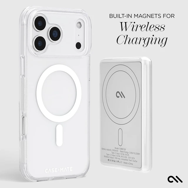 Alt view image 6 of 7 - Case-Mate MagSafe Portable Charger Power Bank - Twinkle | Slim and Lightweight iPhone Charger for Fast Charging - Qi-Compatible 5000mAh Magnetic Wireless Battery Pack with USB-C Cable