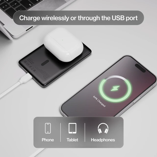Alt view image 3 of 7 - Statik State - MagSafe Compatible Power Bank, Portable Charger, Portable Battery Charger with USB C Port for All Devices, Rechargeable Powerbank, 5000mAh Battery Pack