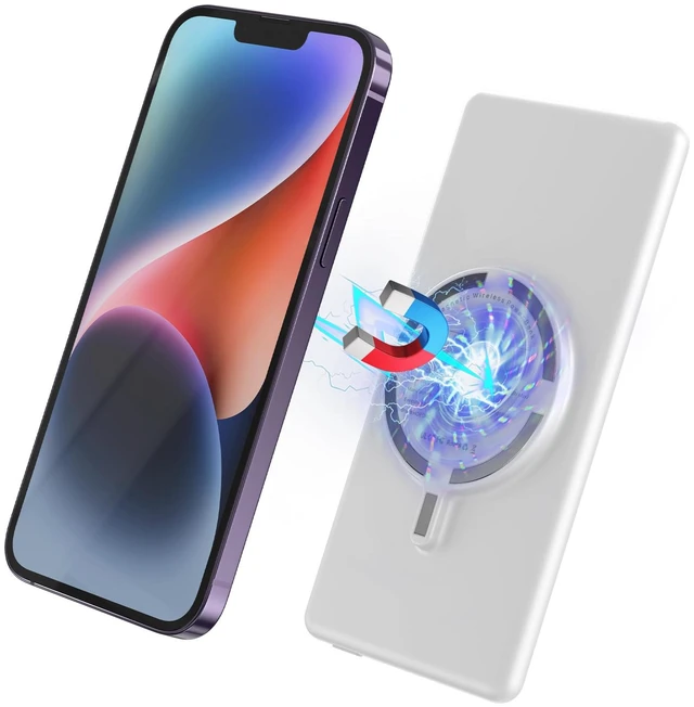 Main image of JECPAUK Magnetic Battery Pack for iPhone /17/16/15/14/13/12 Series, 10,000mAh Mag-Safe Battery Pack, Slim Mag-Safe Power Bank Charger, Power Bank Magnetic Charger for iPhone (White)