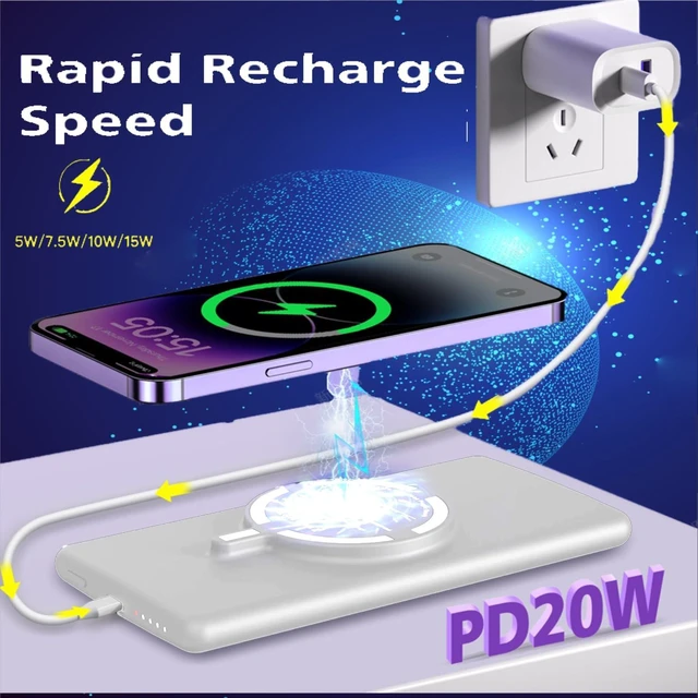 Alt view image 3 of 6 - JECPAUK Magnetic Battery Pack for iPhone /17/16/15/14/13/12 Series, 10,000mAh Mag-Safe Battery Pack, Slim Mag-Safe Power Bank Charger, Power Bank Magnetic Charger for iPhone (White)
