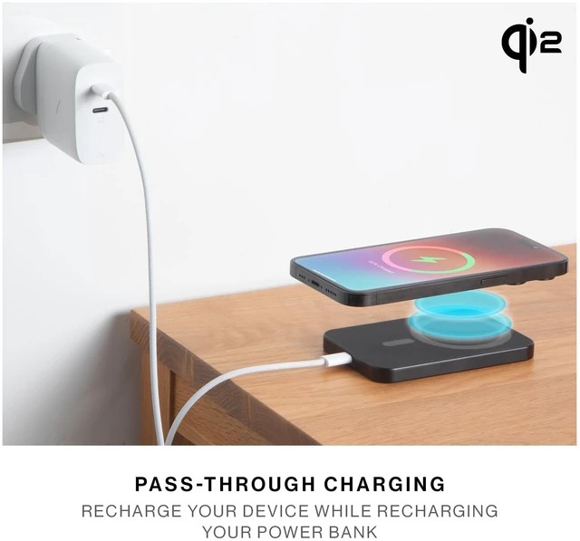 Alt view image 7 of 7 - Native Union (Re Classic Power Bank | Magnetic - Qi2 MagSafe Compatible 5000mAh 15W Portable Charger - USB-C Cable Included - Compatible with iPhone Duo, 18 Pro Max, AirPods Pro & More (Black)