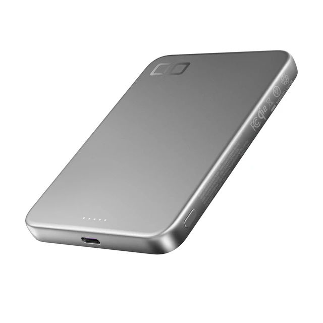 Main image of CIO SMARTCOBY SLIM II Wireless 2.0 SS5K 5000mAh Power Bank (Silver) | Safe, lightweight, travel-friendly, Qi2 15W fast charging, semi-solid safety technology, 8.7mm thin, for iPhone