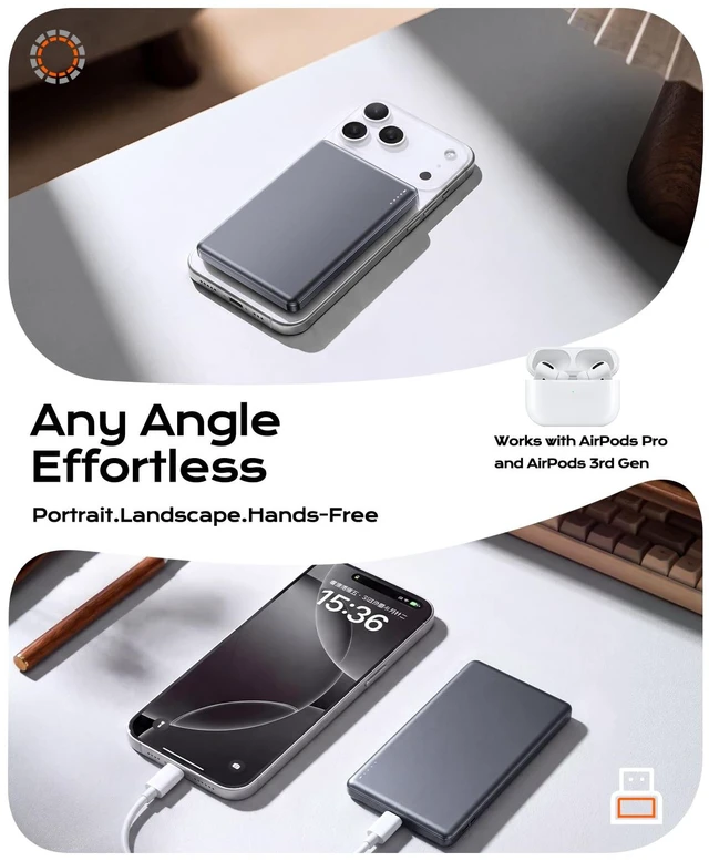 Alt view image 7 of 7 - Taegila for MagSafe Portable Charger, 5000mAh Magnetic Power Bank | 15W Wireless Portable Phone Charger with 20W USB-C, Semi-Solid Battery Pack for iPhone 18 Pro Max/17/16/15/14/13/12