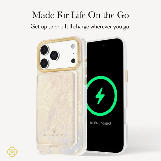 Alt view image 2 of 5 - Kendra Scott 5000mAh MagSafe Portable Charger w/LED Power Indicator - Ivory | Stylish Compact Magnetic Power Bank - iPhone Charger for Fast Charging - Lightweight Wireless Battery Pack with USB-C Port