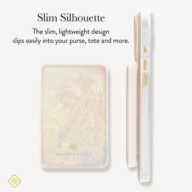 Alt view image 5 of 5 - Kendra Scott 5000mAh MagSafe Portable Charger w/LED Power Indicator - Ivory | Stylish Compact Magnetic Power Bank - iPhone Charger for Fast Charging - Lightweight Wireless Battery Pack with USB-C Port