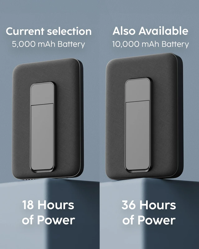 Alt view image 5 of 6 - myCharge CliqLuxe Magnetic Wireless Power Bank 5,000mAh | iPhone & MagSafe Compatible | Qi2.2 25W Mag Safe Portable Charger | Built-in Stand | 20W PD USB-C Port | Premium Black Fabric