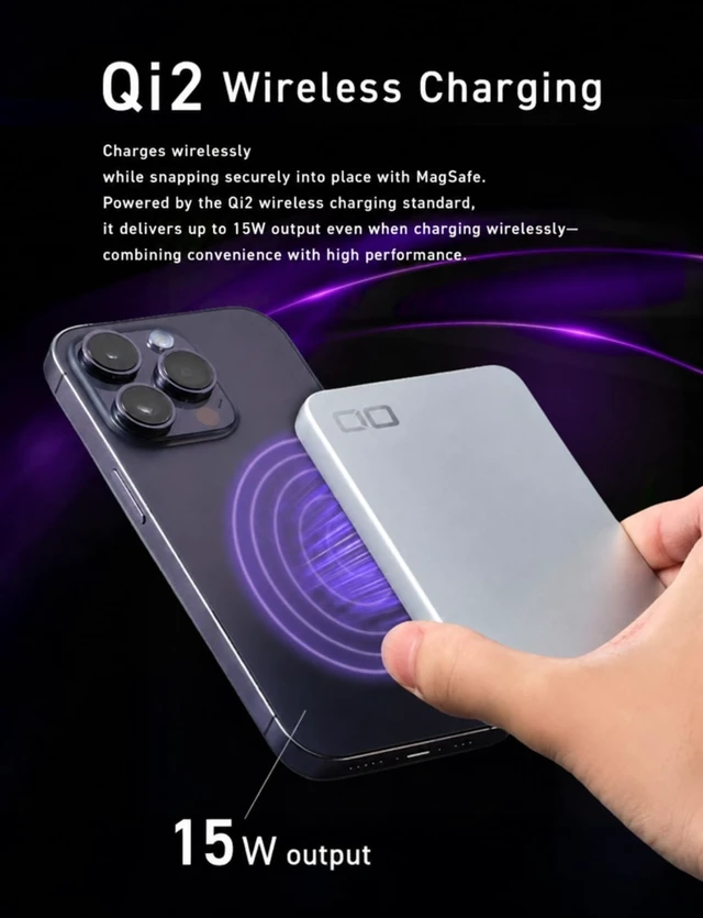 Alt view image 5 of 7 - CIO SMARTCOBY SLIM II Wireless 2.0 SS5K 5000mAh Power Bank (Silver) | Safe, lightweight, travel-friendly, Qi2 15W fast charging, semi-solid safety technology, 8.7mm thin, for iPhone