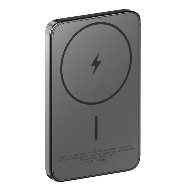 Alt view image 5 of 7 - ReelCharge ReelSafe 5,000mAh Semi-Solid State Wireless Power Bank | 20W USB C Output, LED Battery Display, Battery Pack for Iphone 17, Samsung S26, ipad, USB-C cable included
