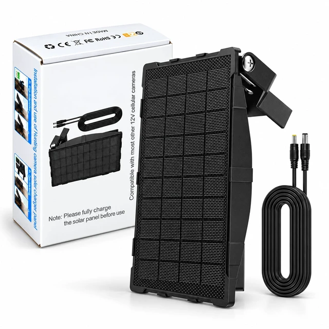 Main image of 12V/1A Solar Charger Panel Compatible with Reveal X 2.0, X 3.0, X Pro 3.0, Gen 1, SK, XB Cellular Trail Cameras,Built-in Rechargeable Battery