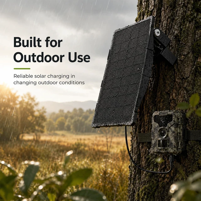 Alt view image 4 of 7 - 12V/1A Solar Charger Panel Compatible with Reveal X 2.0, X 3.0, X Pro 3.0, Gen 1, SK, XB Cellular Trail Cameras,Built-in Rechargeable Battery