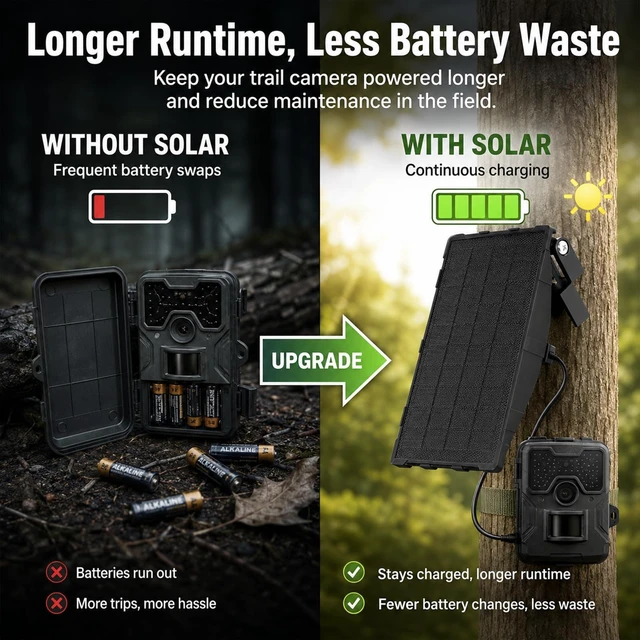 Alt view image 7 of 7 - 12V/1A Solar Charger Panel Compatible with Reveal X 2.0, X 3.0, X Pro 3.0, Gen 1, SK, XB Cellular Trail Cameras,Built-in Rechargeable Battery