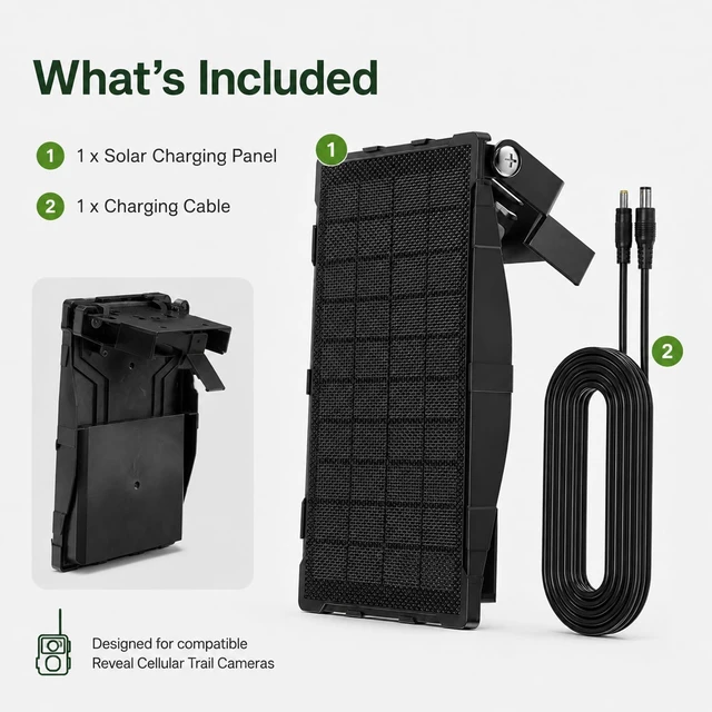 Alt view image 2 of 7 - 12V/1A Solar Charger Panel Compatible with Reveal X 2.0, X 3.0, X Pro 3.0, Gen 1, SK, XB Cellular Trail Cameras,Built-in Rechargeable Battery