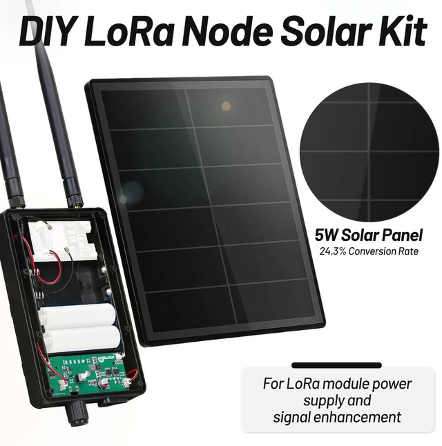 Alt view image 4 of 7 - D5-2A 5w Solar Panel System for Rak4631 LoRa Module for DIY Meshtastic Meshcore LoRa Node Kits with 915mhz&2.4g BLE Antenna