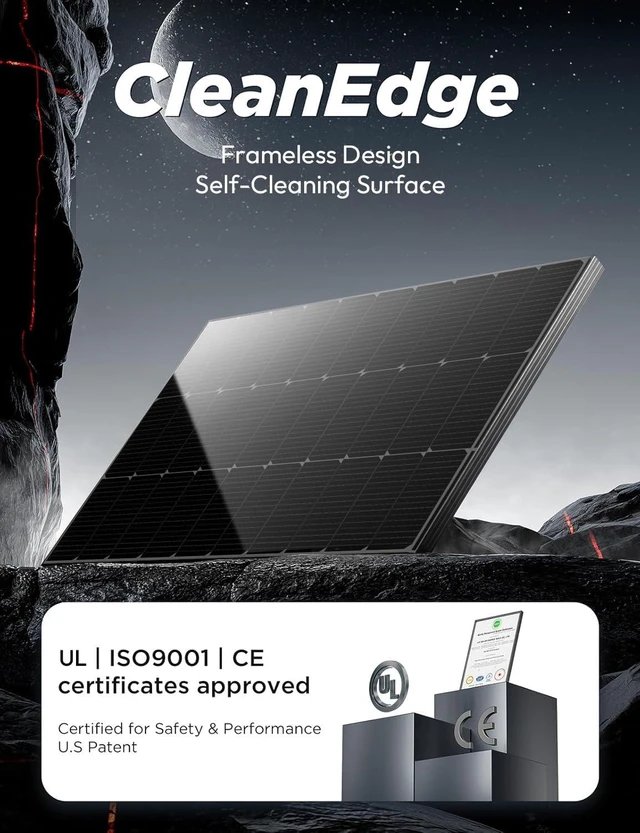 Alt view image 2 of 7 - 100 Watt Solar Panel - 16BB 25% High-Efficiency N-Type Solar Panels, White | Upgraded 12V Solar Panel Frameless Design for RV, 100W Solar Panel for Roof/Home Off-Grid,Maintenance-Free,IP68 Waterproof