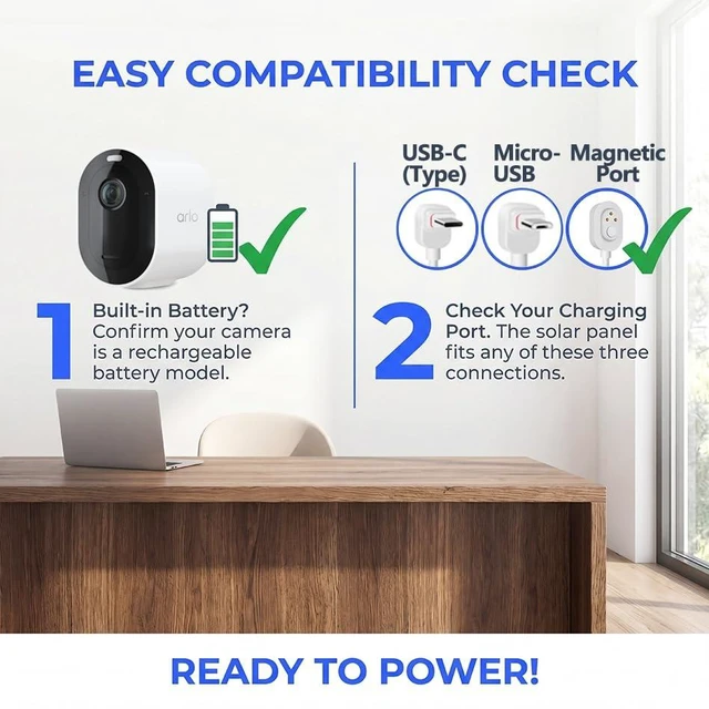 Alt view image 7 of 7 - AVEXOR 2 Pack Solar Panel Charger for Arlo Cameras, w/Energy Buffer | Compatible with Arlo Pro 5S/4/3, Essential Series, Ultra Series, Go2, Wireless Floodlight Cameras, Weather Resistant