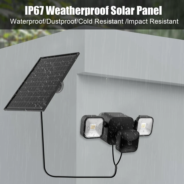 Alt view image 3 of 7 - 10W Solar Panel for All-New Blink Outdoor 4 /(3rd Gen) Floodlight Camera,16.5Ft/5m Weatherproof Cable Power Your Blink Floodlight Camera Continuously (Floodlight & Cam NOT Included)