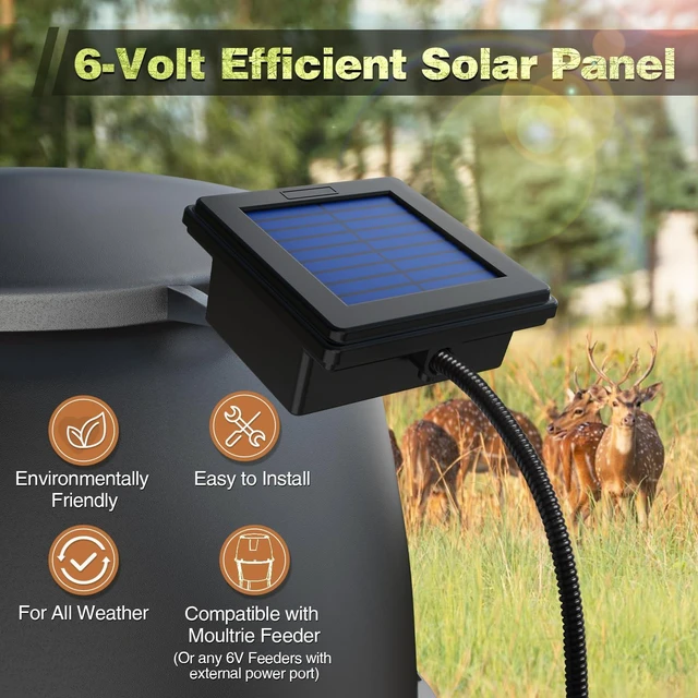 Alt view image 2 of 7 - 6V Deer Feeder Solar Panel, Efficient Solar Panel Charger with 5FT Weatherproof Cable & Battery Indicator, 6V Compatible with Deer Feeder Timer with Solar Quick Connect, Easy to Mount