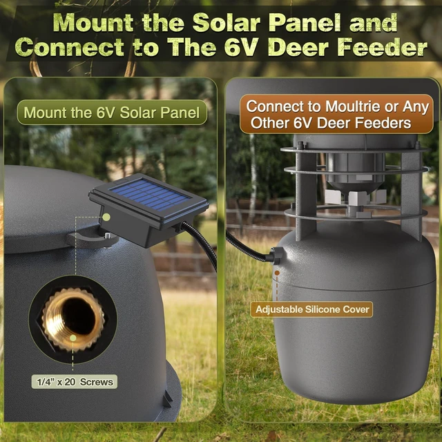 Alt view image 4 of 7 - 6V Deer Feeder Solar Panel, Efficient Solar Panel Charger with 5FT Weatherproof Cable & Battery Indicator, 6V Compatible with Deer Feeder Timer with Solar Quick Connect, Easy to Mount