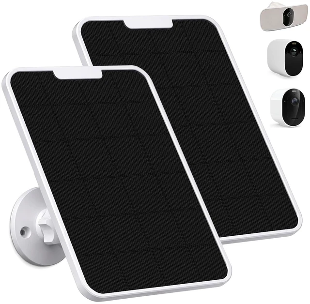Main image of 2 Pack Solar Panel Charger for Arlo Pro, Essential, Ultra and Go2 Series | ETFE solar charger with USB-C, Micro USB and magnetic adapters for reliable outdoor camera charging