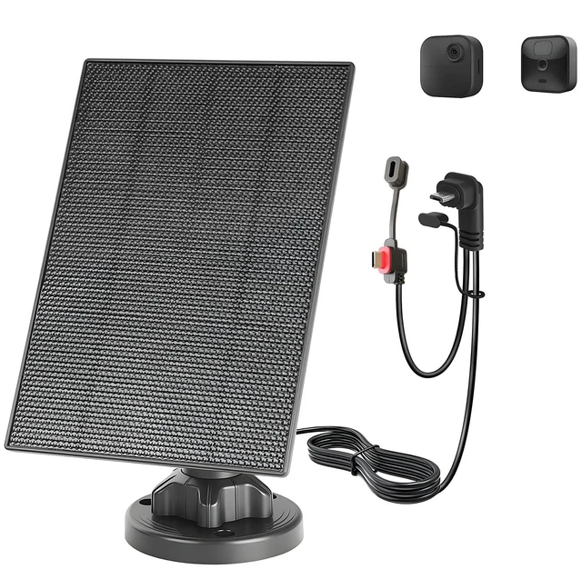 Main image of Solar Panel with 4000mAh Battery for Blink Camera Type-C & Micro USB Port | 3W 5V Solar Panel Charger Compatible with Blink Outdoor 4/3/XT2,IP65,13.12ft Charging Cable,360°Adjustable Wall Moun