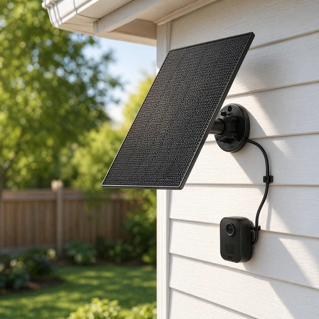 Alt view image 5 of 7 - Solar Panel with 4000mAh Battery for Blink Camera Type-C & Micro USB Port | 3W 5V Solar Panel Charger Compatible with Blink Outdoor 4/3/XT2,IP65,13.12ft Charging Cable,360°Adjustable Wall Moun