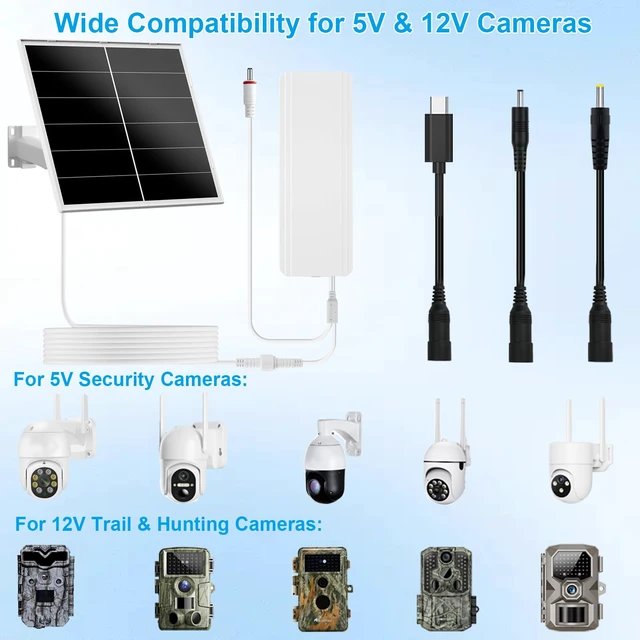 Alt view image 2 of 6 - VUEBEE 20W Solar Panel Kit with 24000mAh Battery, 5V and 12V | 5V and 12V adjustable output, USB-C and DC plugs, IP66 waterproof, 360° adjustable mount