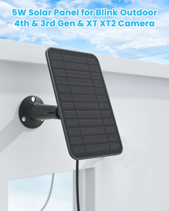 Alt view image 3 of 7 - Solar Panel for Blink Outdoor 2K+/4(4th Gen)/Outdoor(3rd Gen) XT3 and XT2/XT Camera/Blink Outdoor Camera, 5W Solar Panel Charger with Mount 13.1ft Cable Rubber Plug, IP65 Waterproof, 5 Pack