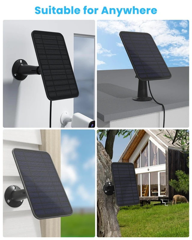 Alt view image 6 of 7 - Solar Panel for Blink Outdoor 2K+/4(4th Gen)/Outdoor(3rd Gen) XT3 and XT2/XT Camera/Blink Outdoor Camera, 5W Solar Panel Charger with Mount 13.1ft Cable Rubber Plug, IP65 Waterproof, 5 Pack