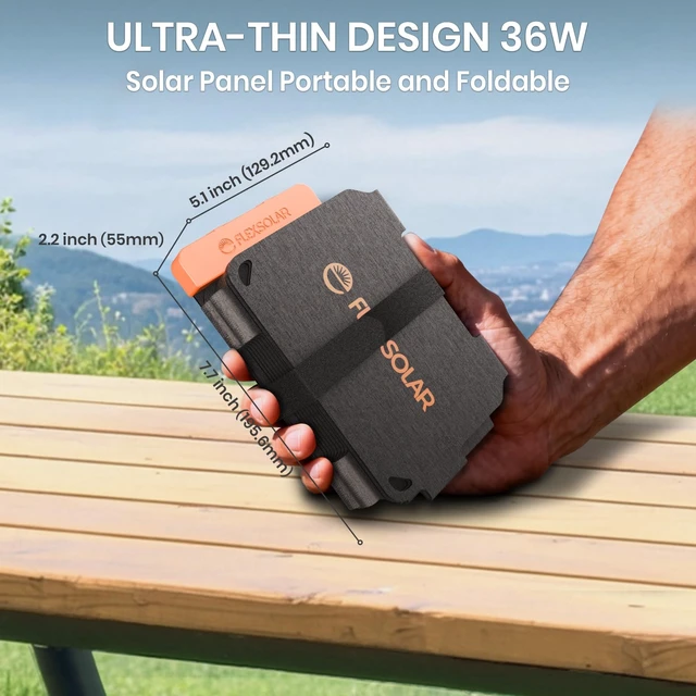 Alt view image 2 of 7 - FlexSolar Portable 36W Solar Panel Charger with USB-A and USB-C Ports | 1.3lbs,IP57 Waterproof and dustproof, Folded Solar Panel Compatible with Cellphone,Power Bank,Camping Light