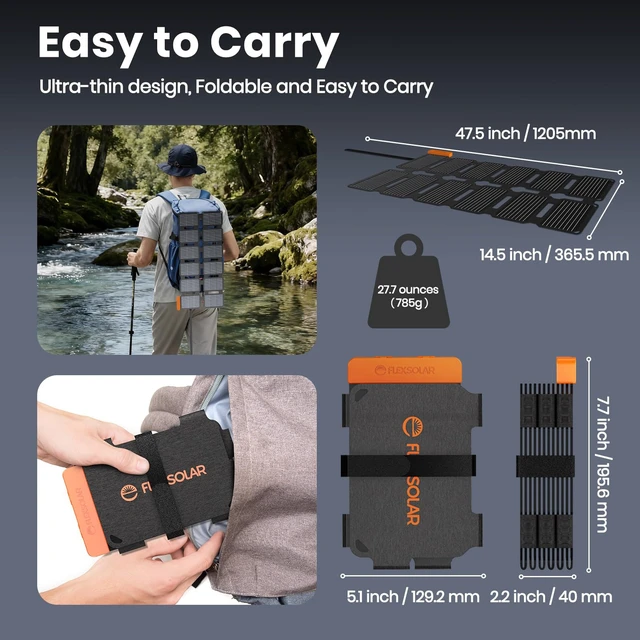 Alt view image 3 of 7 - FlexSolar Portable 36W Solar Panel Charger with USB-A and USB-C Ports | 1.3lbs,IP57 Waterproof and dustproof, Folded Solar Panel Compatible with Cellphone,Power Bank,Camping Light