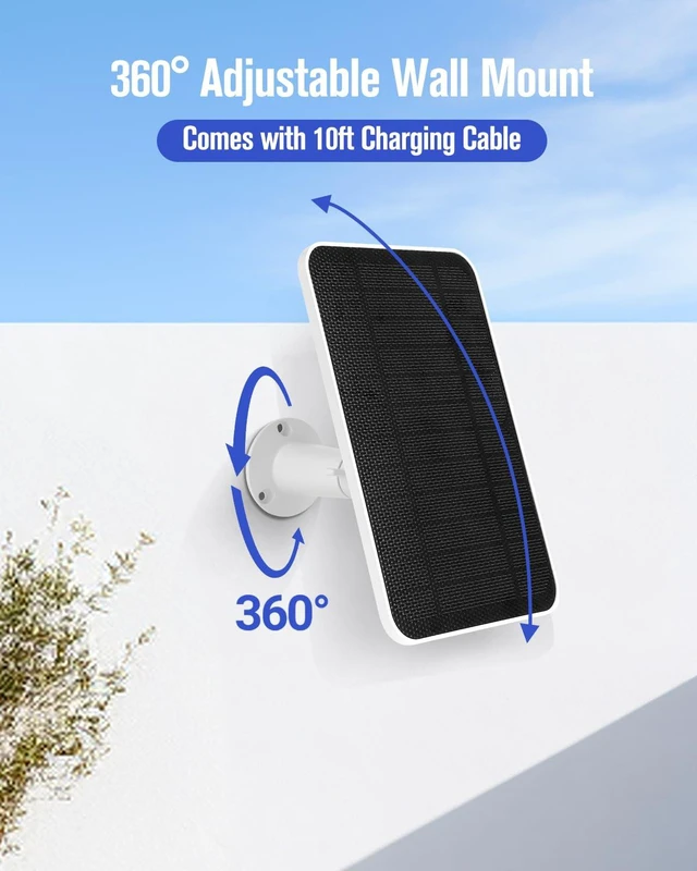 Alt view image 5 of 7 - Solar Panel Charger Compatible with Arlo Pro 6/6 XL, Built-in Battery Solar Panel for Arlo Pro Security Camera 2K HDR (6th Gen, 2025 Release), IP65 Weatherproof, USB-C Plug, 9.8ft Charge Cable, 4 Pack