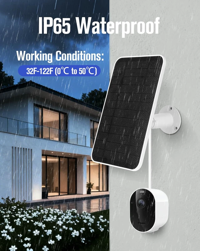 Alt view image 6 of 7 - Solar Panel Charger Compatible with Arlo Pro 6/6 XL, Built-in Battery Solar Panel for Arlo Pro Security Camera 2K HDR (6th Gen, 2025 Release), IP65 Weatherproof, USB-C Plug, 9.8ft Charge Cable, 4 Pack