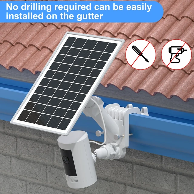 Alt view image 2 of 7 - 7W Solar Panel and Gutter Mount for Ring Cameras, 360° Adjustable Waterproof Compatible with Ring Stick Up Cam/Pro, Outdoor Cam Plus Battery, Spotlight Cam Plus/Pro, 2 Pack (Camera Not Included)