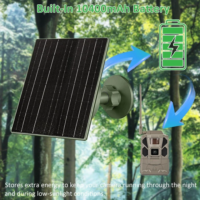 Alt view image 3 of 7 - FUTUREZEN 10W Solar Panel Charger with 10400mAh Battery for Trail Cameras | 6V and 12V adjustable output, USB-C, DC5.5×2.1mm, DC3.5×1.35mm, DC4.0×1.7mm, IP66 waterproof, 9.8ft cable