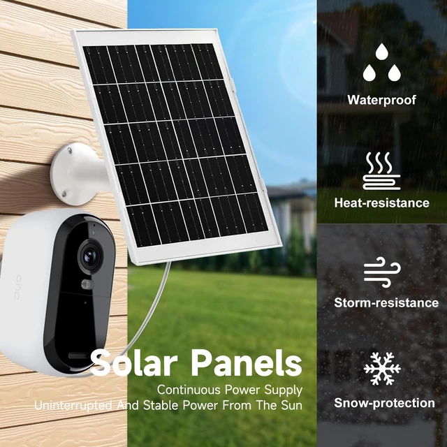 Alt view image 3 of 6 - NEVOWDBSG 4 Pack 5V 8W Cam Solar Panel Charger Compatible Arlo Essential 2K 2nd Gen 3rd, Arlo Pro 6th Gen 2025 Release, Roku Battery Camera & Roku Cam Plus & More USB Type C Outdoo Security Camera