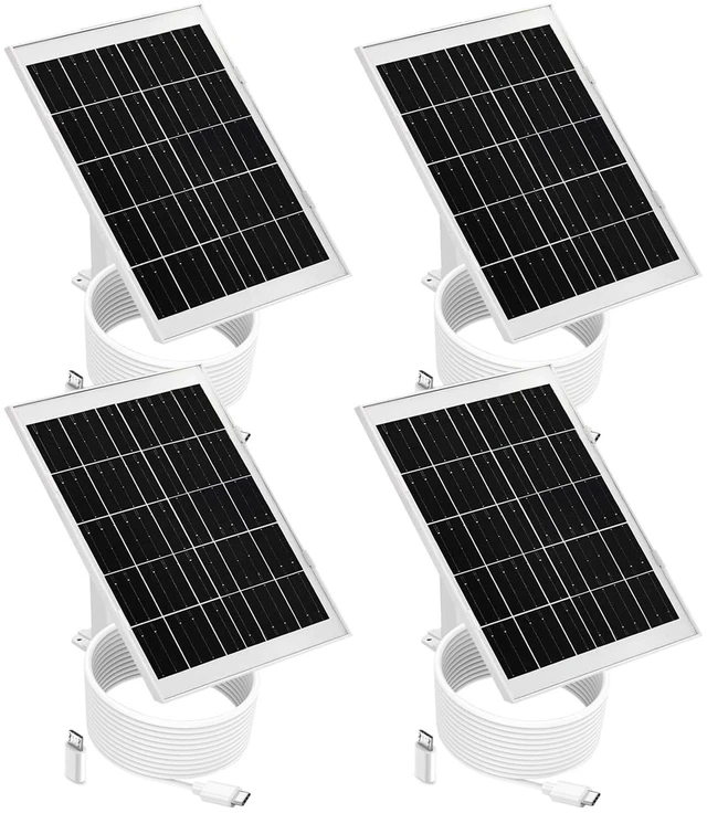 Main image of NEVOWDBSG 4 Pack 5V 8W Cam Solar Panel Charger Compatible Arlo Essential 2K 2nd Gen 3rd, Arlo Pro 6th Gen 2025 Release, Roku Battery Camera & Roku Cam Plus & More USB Type C Outdoo Security Camera